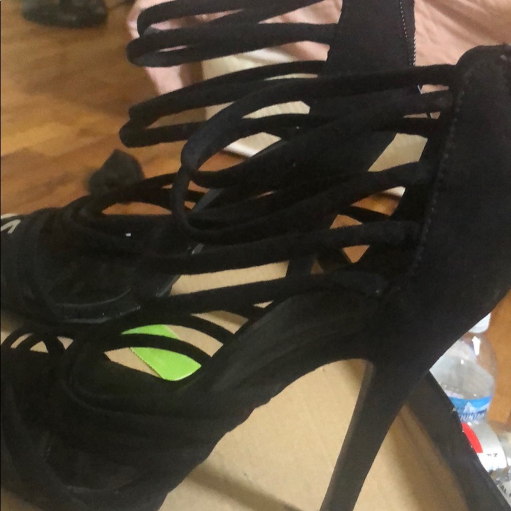 Black strapped heels